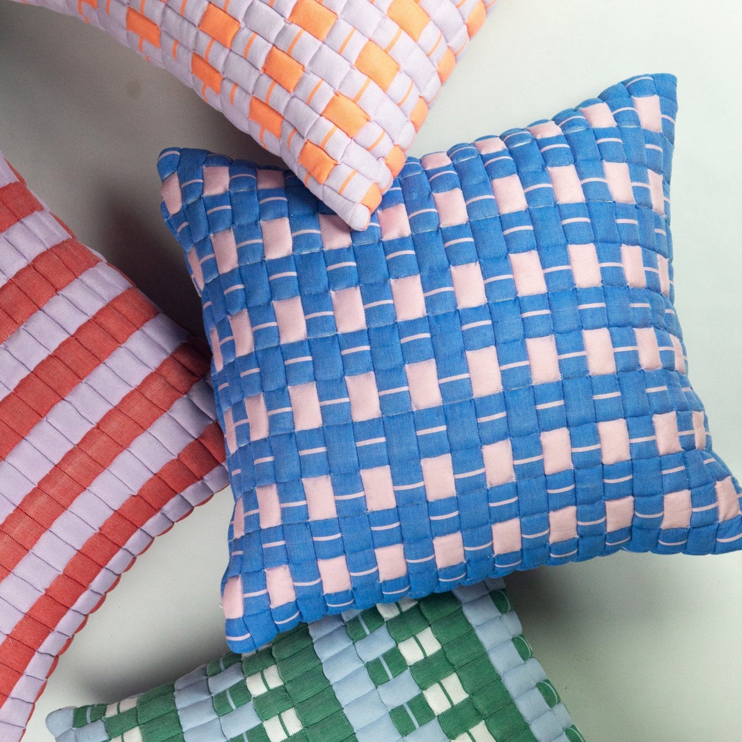 Sujani Quilted Pillow — Soft Pink and Blue - mosswell.us