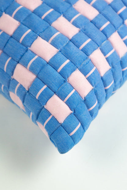 Sujani Quilted Pillow — Soft Pink and Blue - mosswell.us