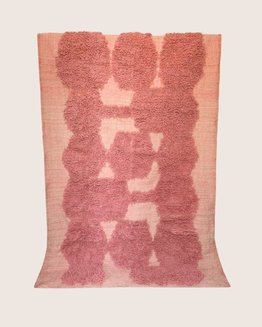 Talyat Berber Moroccan Rug – Pink Wool Shag Design - Cat Rodeo